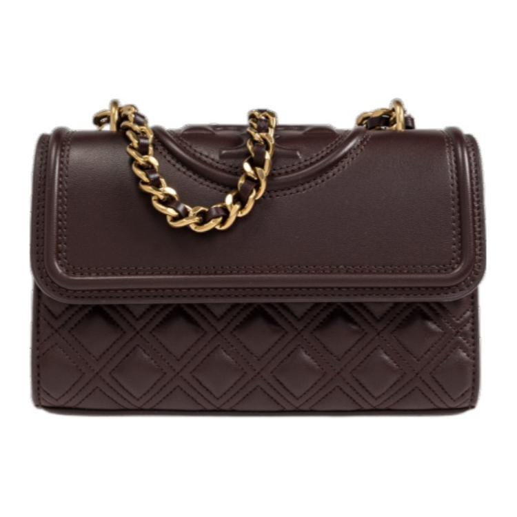 

Сумка через плечо Fleming Leather Crossbody Bag, Маленькая женская коричневая TORY BURCH