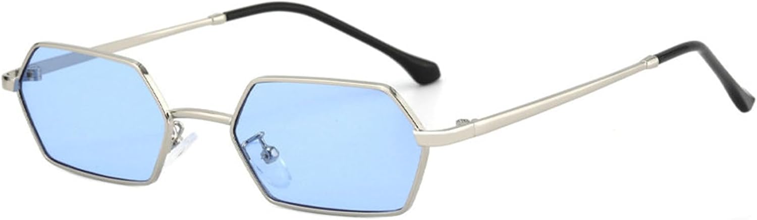 

Хелена Ретро Маленькие шестиугольные металлические солнцезащитные очки для женщин, модные сине-розовые линзы, защита от УФ-излучения UV400, мужские солнцезащитные очки в стиле панк helena, C5