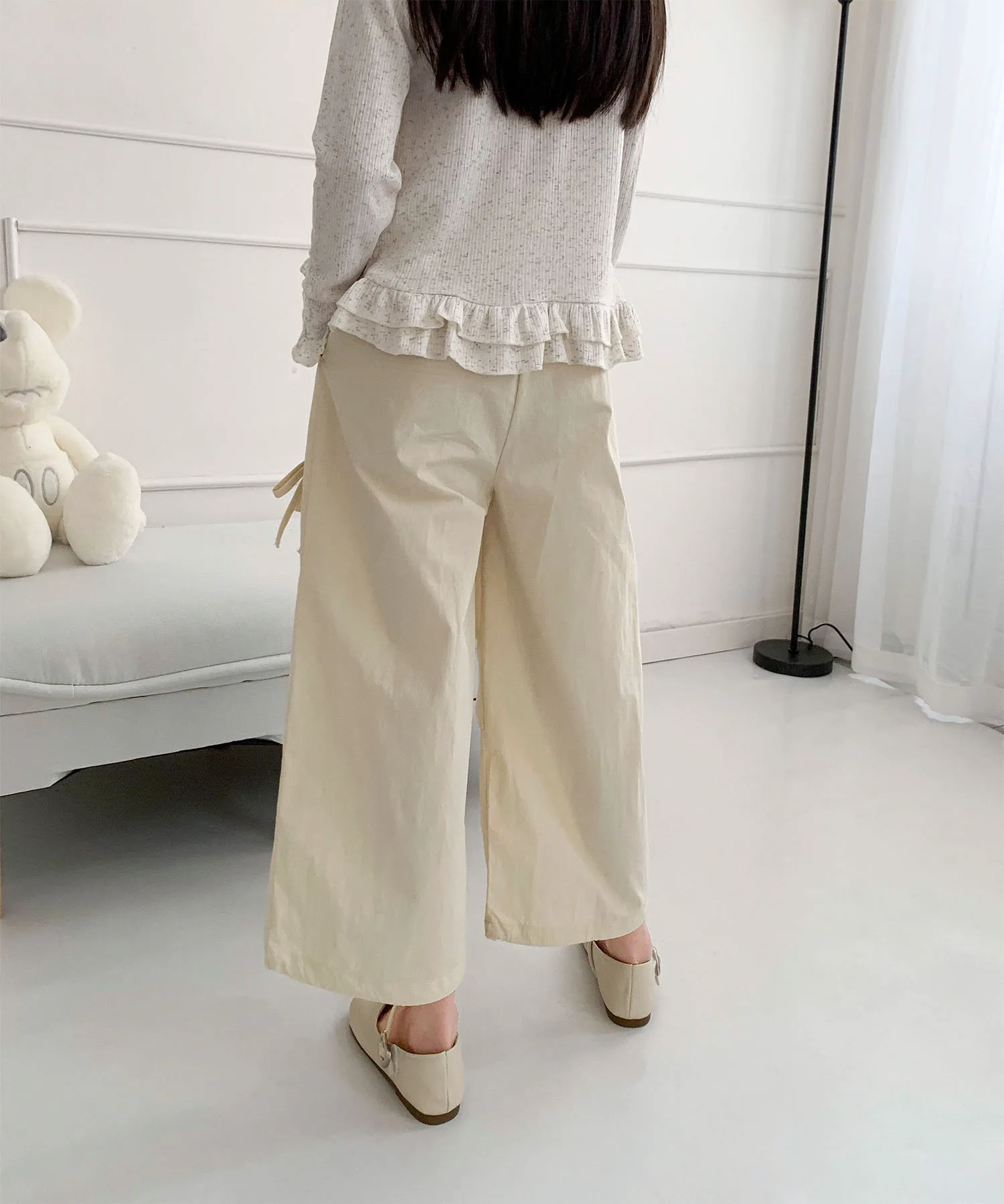 Детские широкие штаны с боковыми лентами Aimoha Kids, Yellow — фото 4
