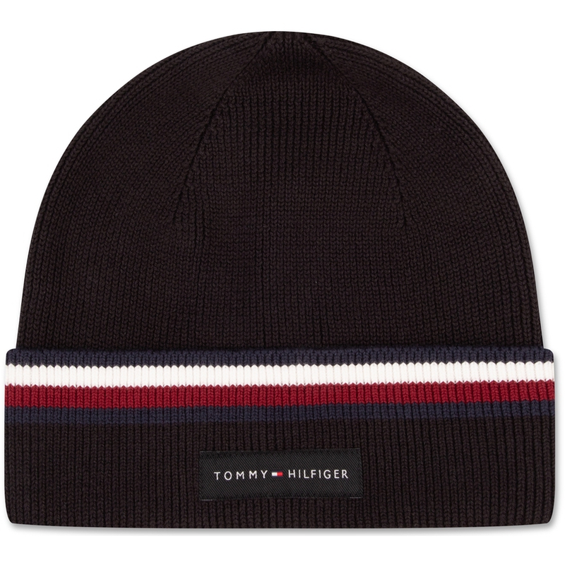 

Tommy Hilfiger Хлопковая мужская шапка-бини черная, Black BDS