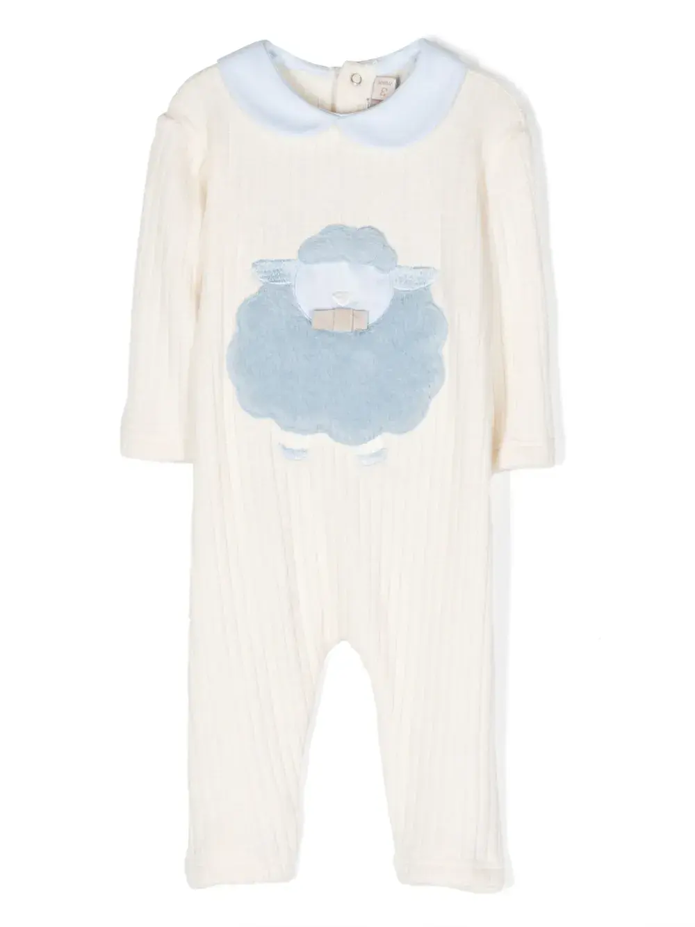 

Комбинезон с вышивкой и отделкой в рубчик La Stupenderia, кремово-белый