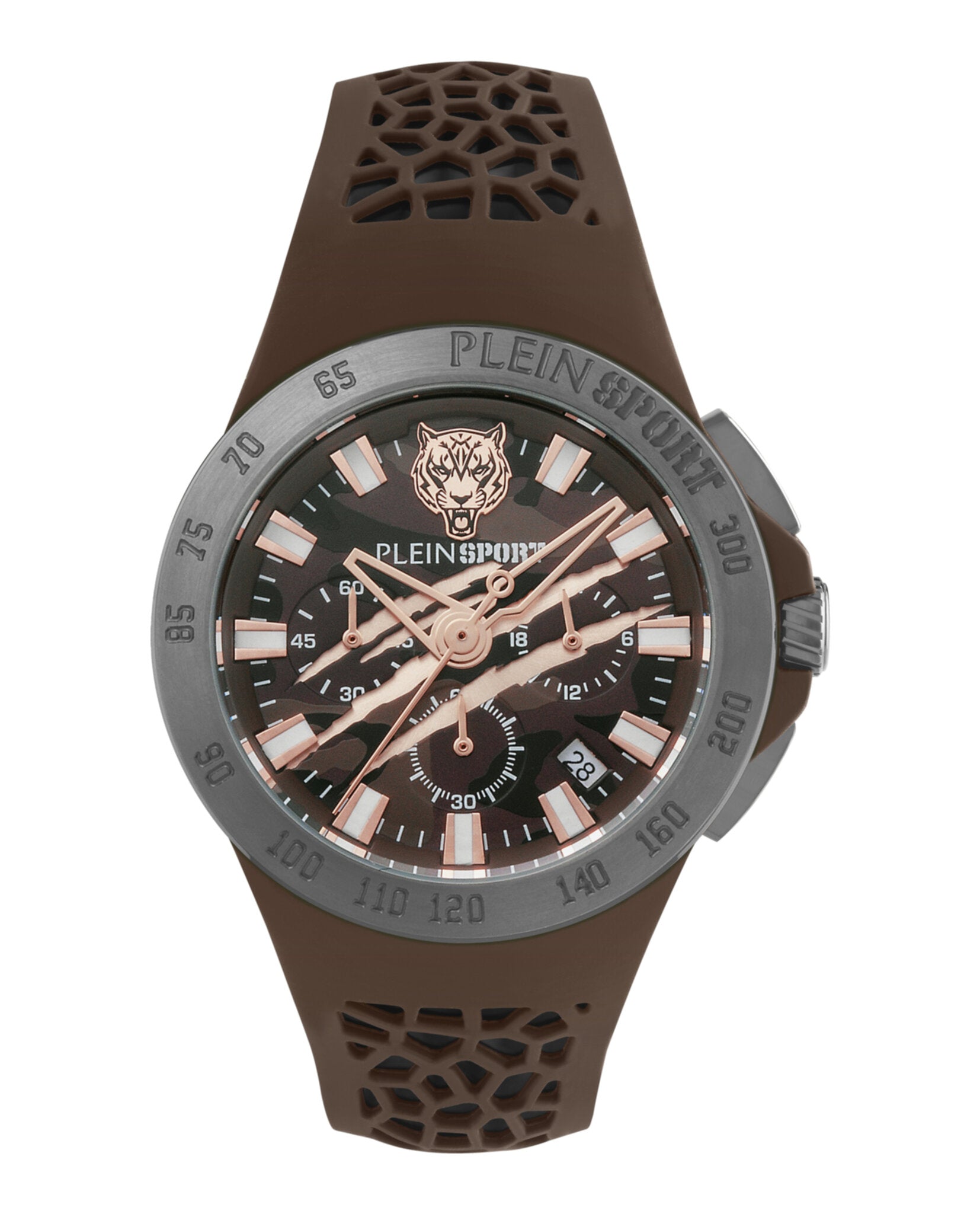 

Часы Thunderstorm Chrono из силикона PLEIN SPORT, цвет brown/gun/camo