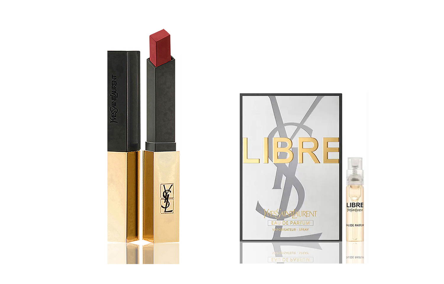 Подарочный набор Yves Saint Laurent: губная помада Yves Saint Laurent Rouge Pur Couture N8 Smoke Pink Naked + пробник аромата Libre, 1,2 мл — фото 3