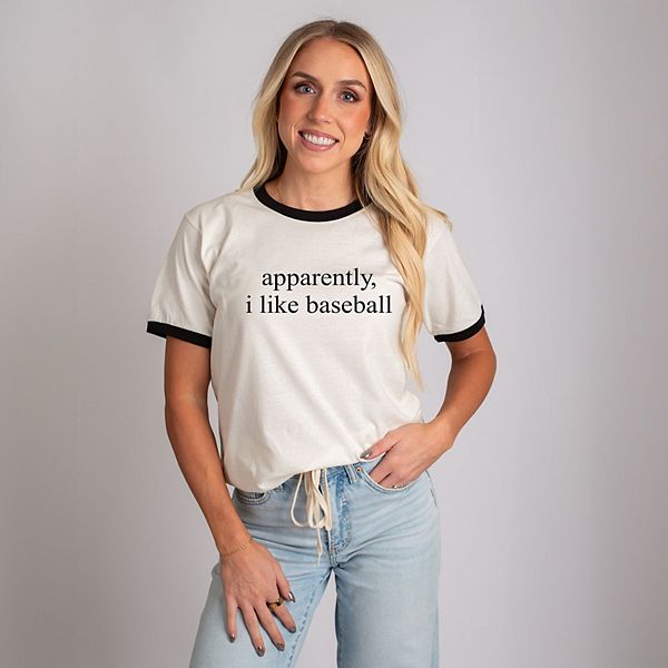 

Футболка с принтом для женщин Apparently, i like baseball Simply Sage Market, Vintage Black