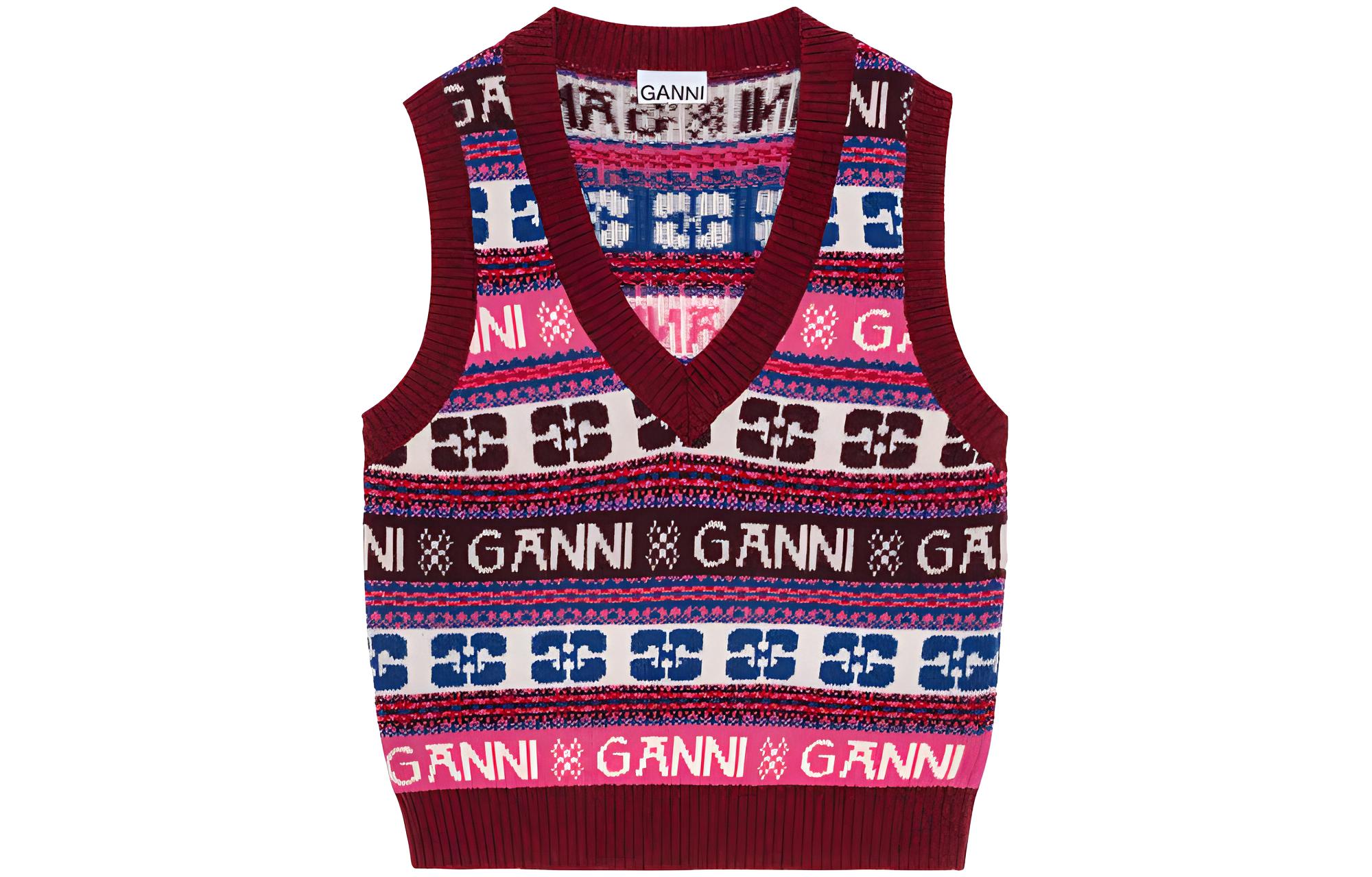 

Жилет-свитер в технике интарсия Fair Isle GANNI, мультиколор