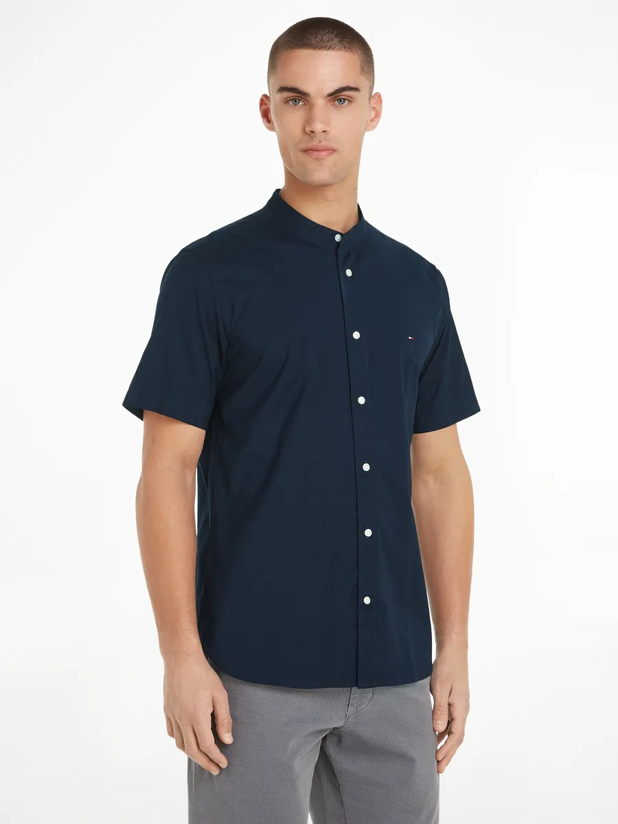 

Рубашка с короткими рукавами Tommy Hilfiger "FLEX POPLIN MAO RF SHIRT", фирменная вышивка, цвет Desert Sky