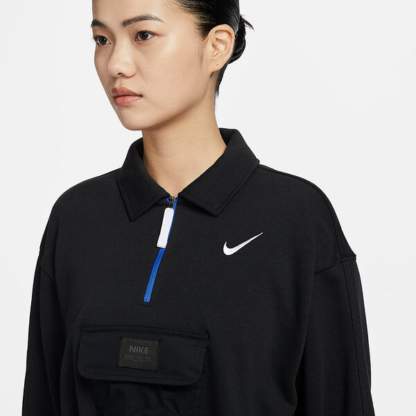 Куртка (WMNS) Nike Sportswear City Utility French Terry Polo Jacket 'Black', черный — фото 2