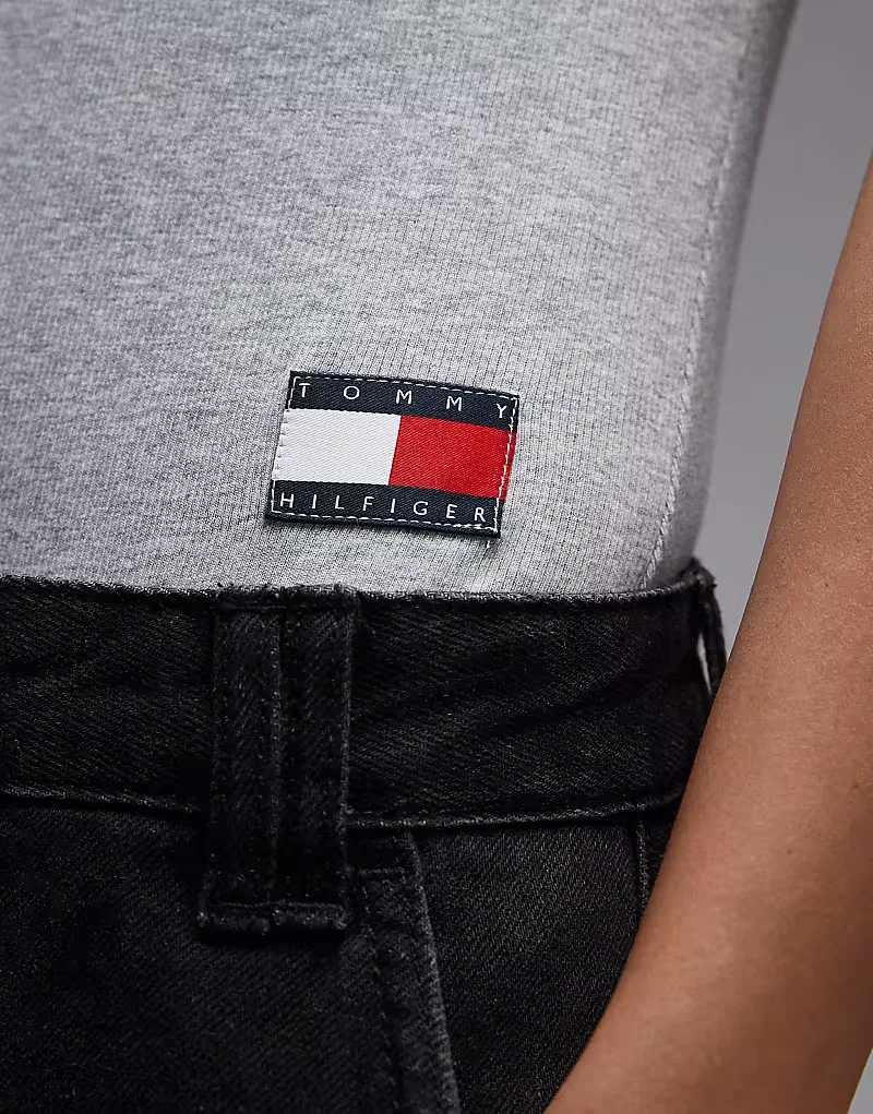 Боди Tommy Hilfiger Heritage в рубчик, серый — фото 3