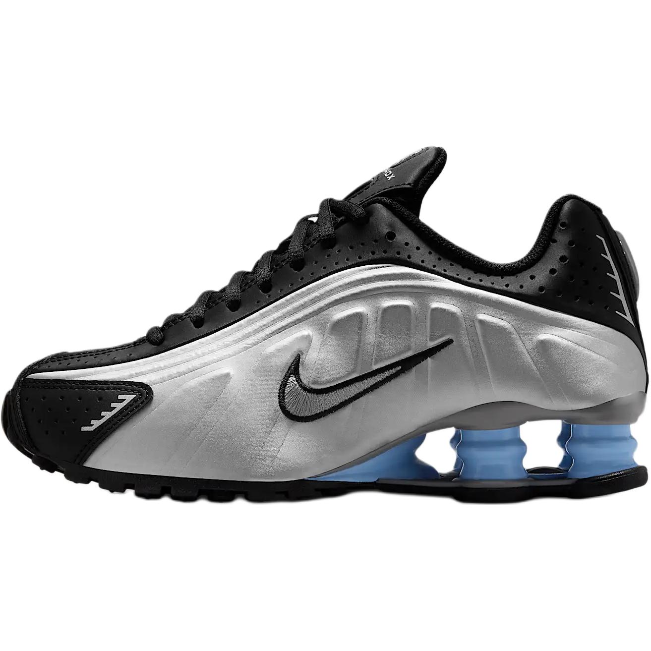 

Детские кроссовки Shox R4 с низким верхом, устойчивые к истиранию Nike, серебряный/черный