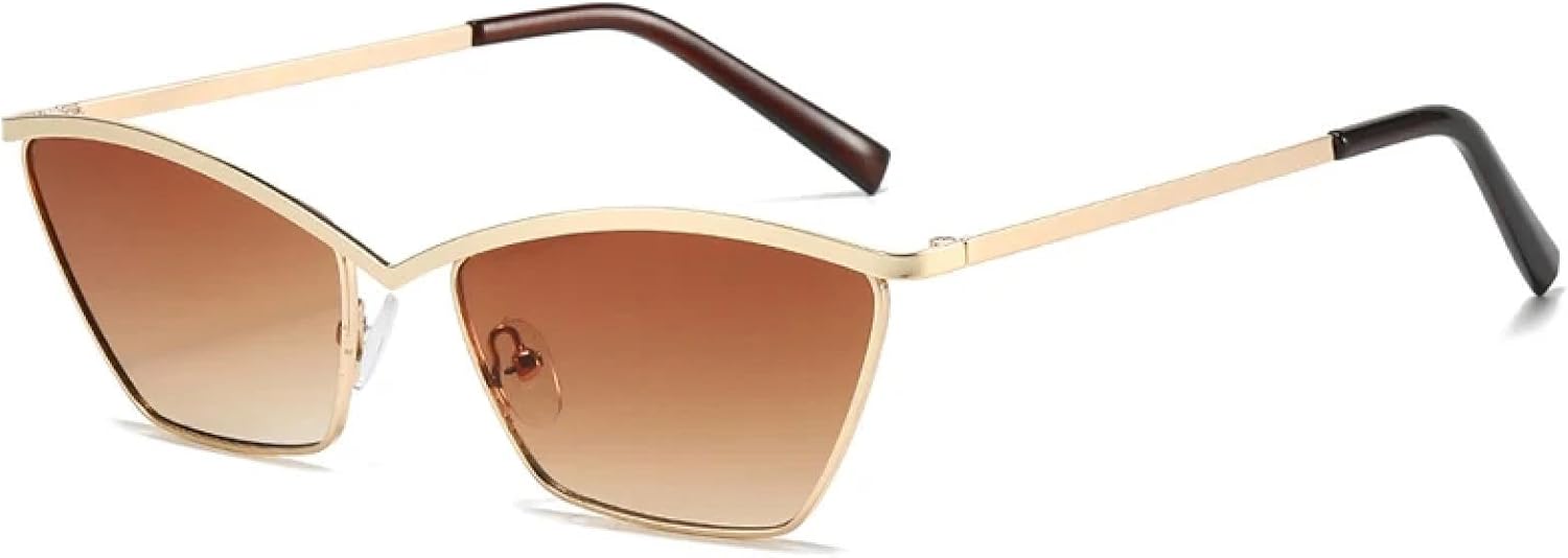 

Ретро-очки «кошачий глаз» высокого качества для мужчин и женщин, в металлической оправе, винтажный стиль, роскошные трендовые очки с защитой от УФ-излучения UV400 TKKTLLT, Gold Tea