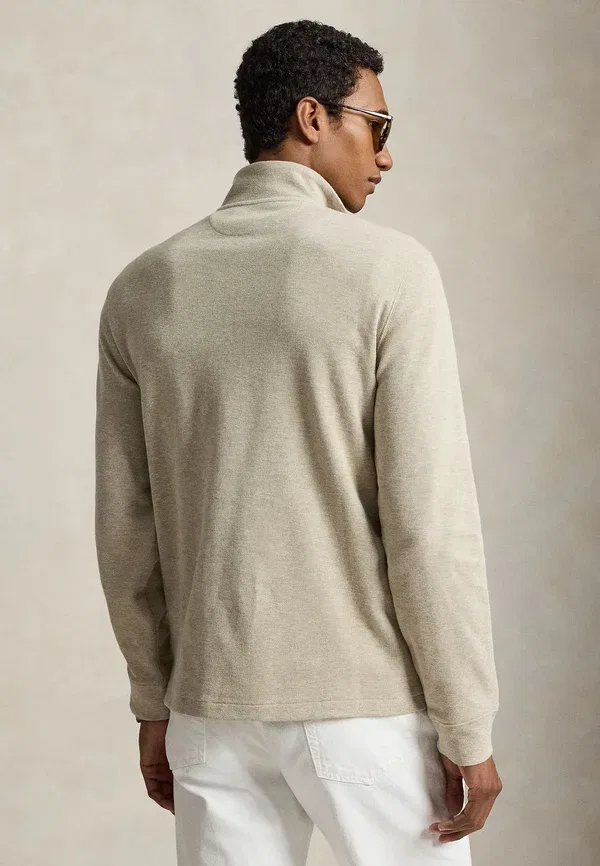 Свитер с четверть-застежкой-молнией Polo Ralph Lauren Estate Rib Quarter Zip Pullover, тосканский бежевый хизер — фото 3