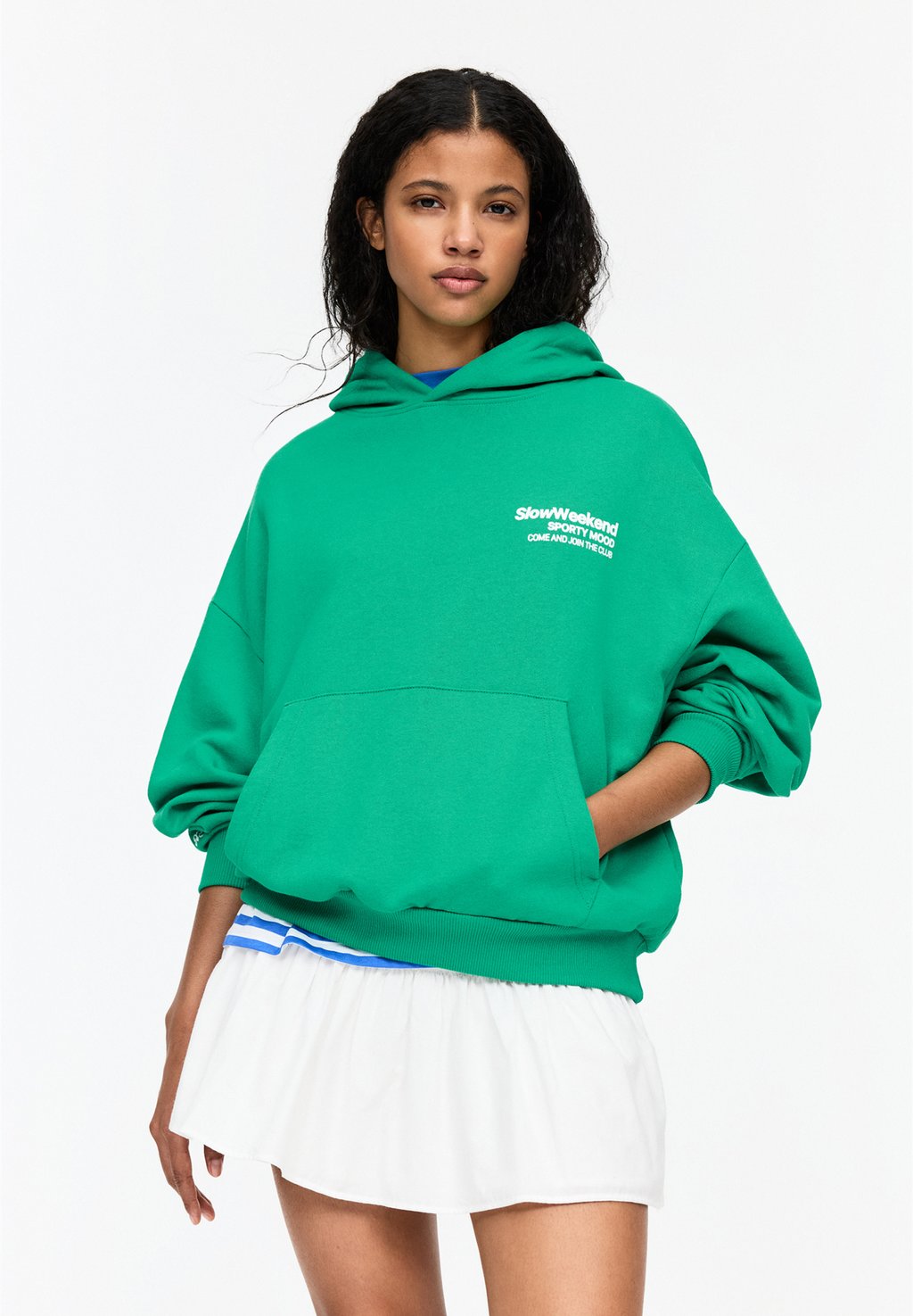 

Толстовка SLOW WEEKEND - Hoodie PULL&BEAR, зеленый