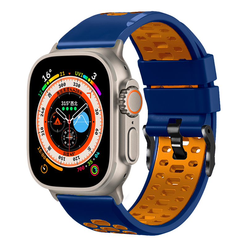 

Biaodaige Часы Strap Apple Compatibility Silicone Material, Midnight Blue Orange
