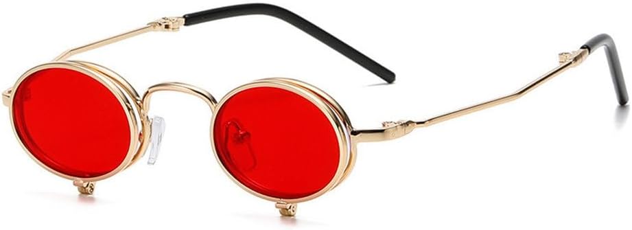 

Мужские солнцезащитные очки-слипы в стиле стимпанк, маленькая металлическая оправа; женские солнцезащитные очки в стиле панк, круглые очки; ретро-очки; очки с защитой от УФ-излучения UV400 TKKTLLT, C3gold-red