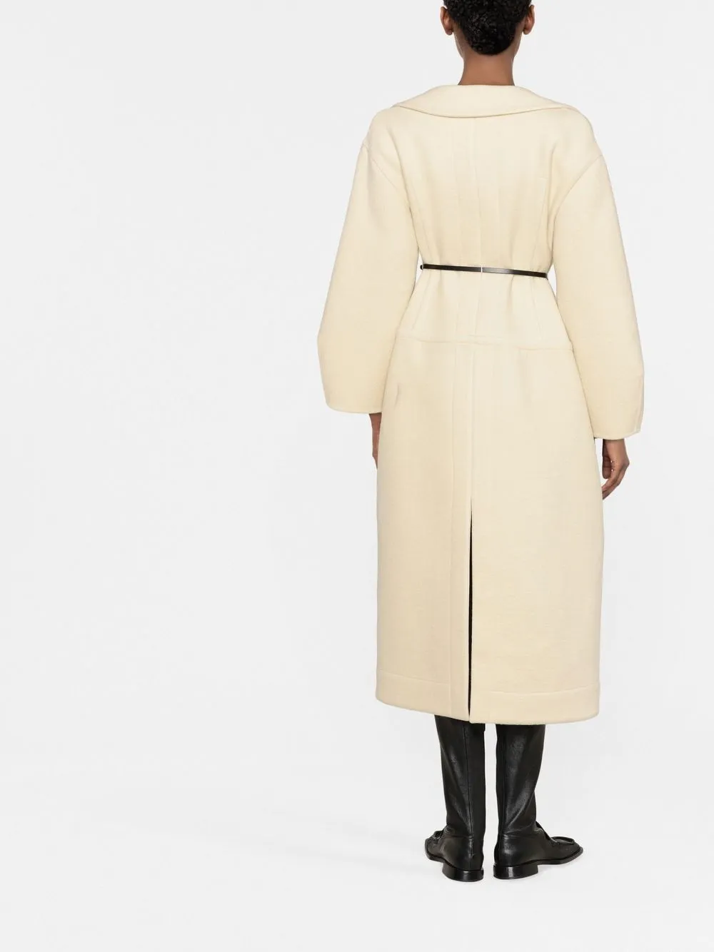 Шерстяное пальто с поясом JIL SANDER, нейтральный — фото 4