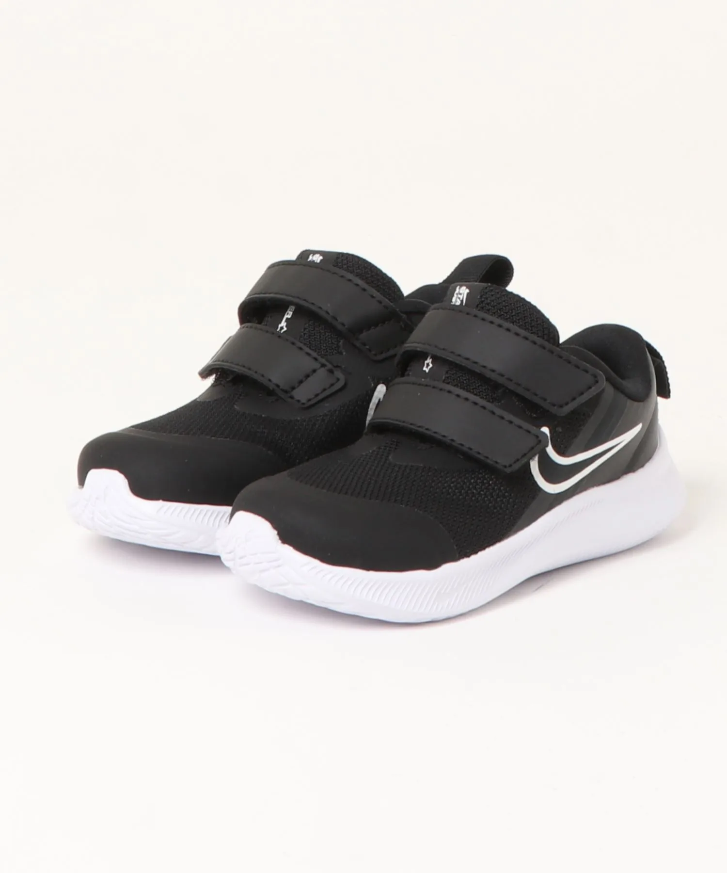 Детские кроссовки с двумя липучками STAR RUNNER 3 TDV NIKE чёрно-белые