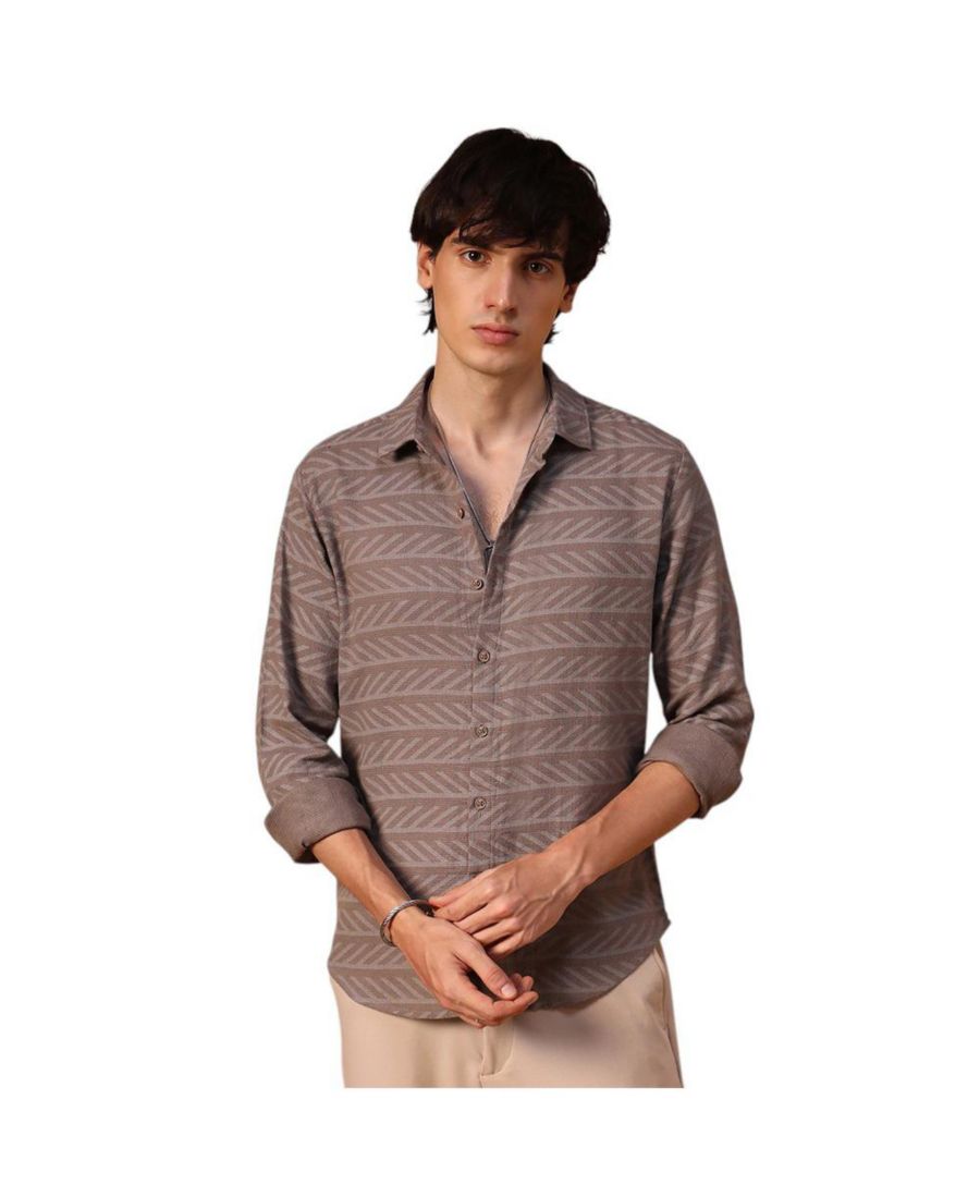 

Мужская рубашка с подкладкой земляных оттенков Campus Sutra, Brown