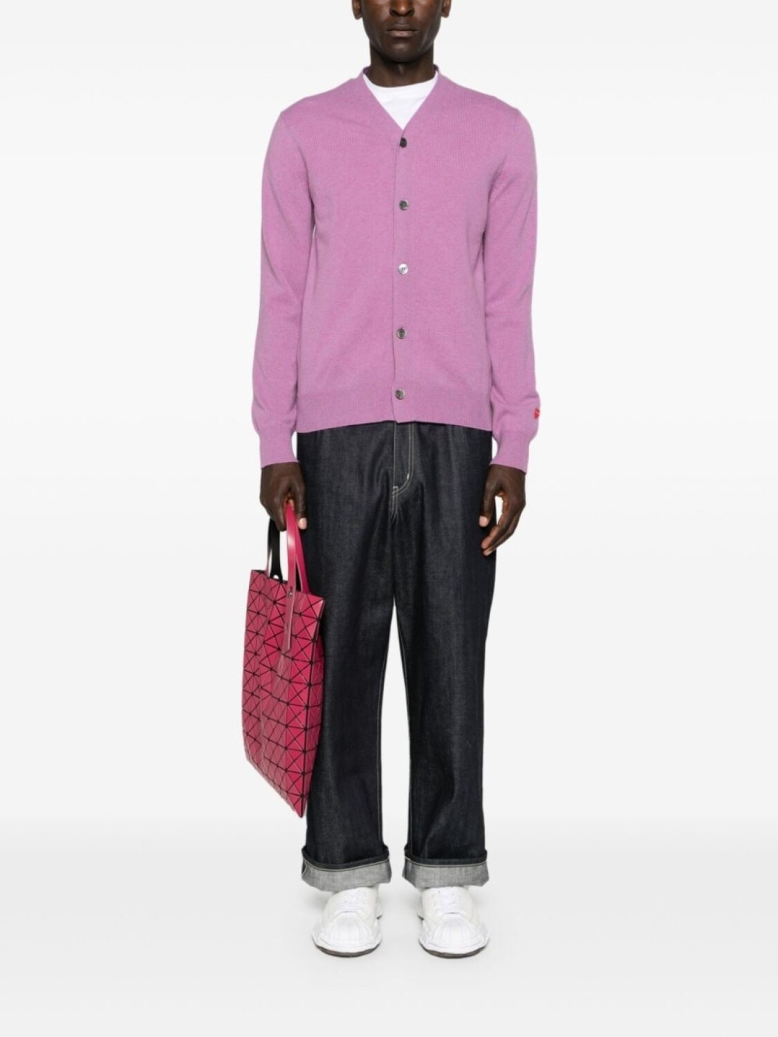 Comme Des Garçons Play шерстяной кардиган с нашивкой, фиолетовый — фото 2