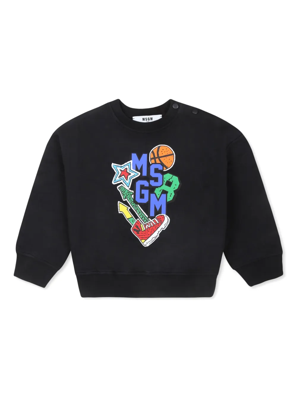 

Толстовка с пуговицами на плече и логотипом MSGM Kids, черный