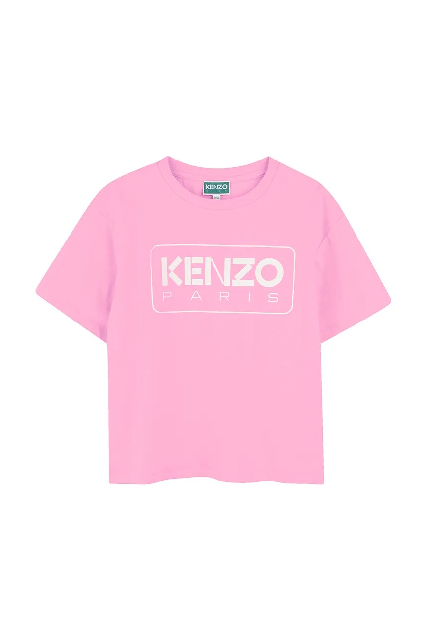 

Детская хлопковая футболка Kenzo Kids, розовый