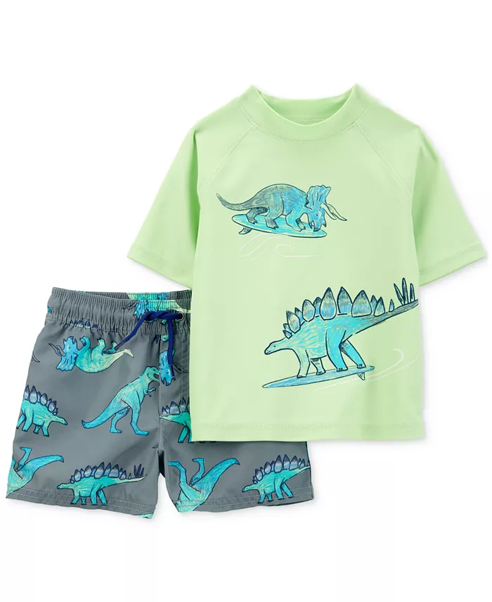 

Детский комплект для плавания с динозаврами: рашгард и шорты Toddler Boys Dinosaur Rashguard & Swim Trunk Set Carter's, мультиколор