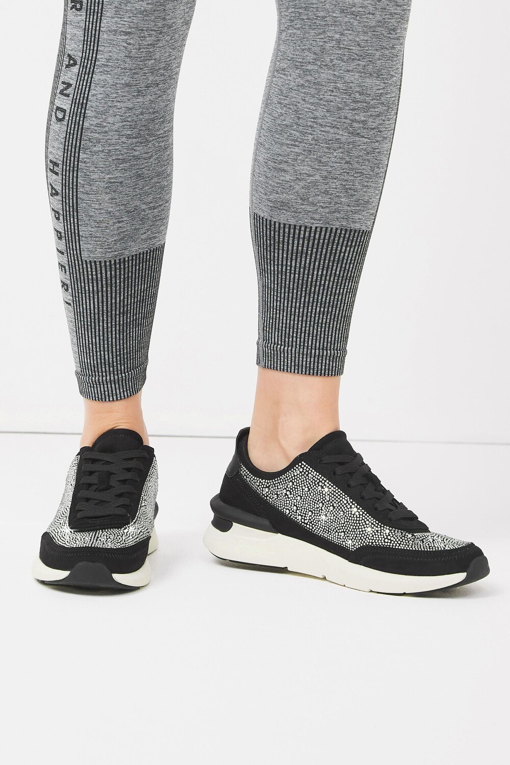 Кожаные кроссовки на шнуровке Forever Comfort Bling Next, черный