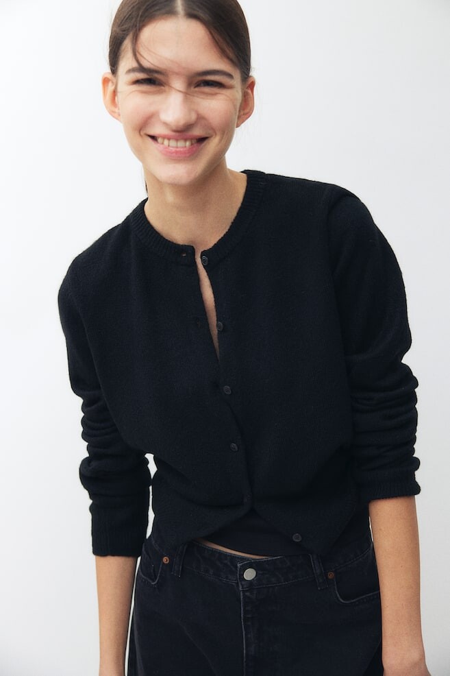 

Вязаный кардиган H&M, черный