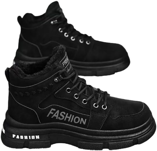 

Мужские зимние ботинки для снега легкие водонепроницаемые с утеплителем из меха противоскользящие для холодной погоды Hhhchpm, черный