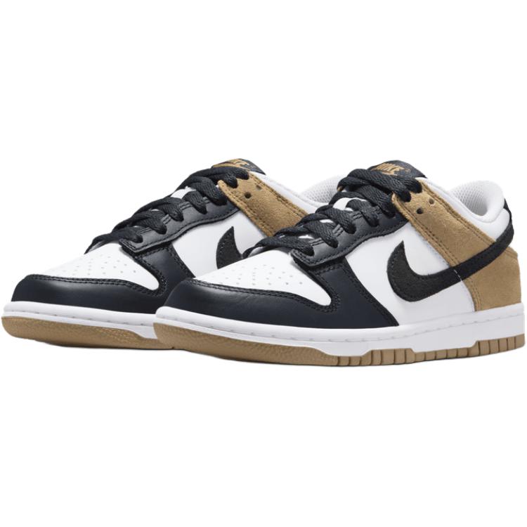 Nike Детские низкие скейтбордистские кроссовки Dunk, белые, черные, коричневые, для подростков — фото 4