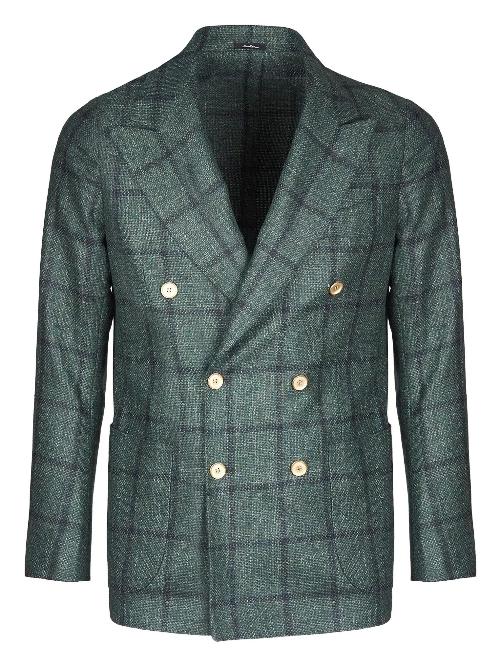 

Двубортный пиджак в клетку Sartorio Napoli, зеленый