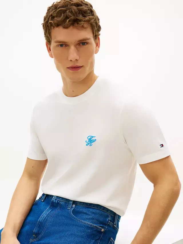 Хлопковая футболка стандартного кроя с коротким рукавом и логотипом Tommy Hilfiger, White — фото 4