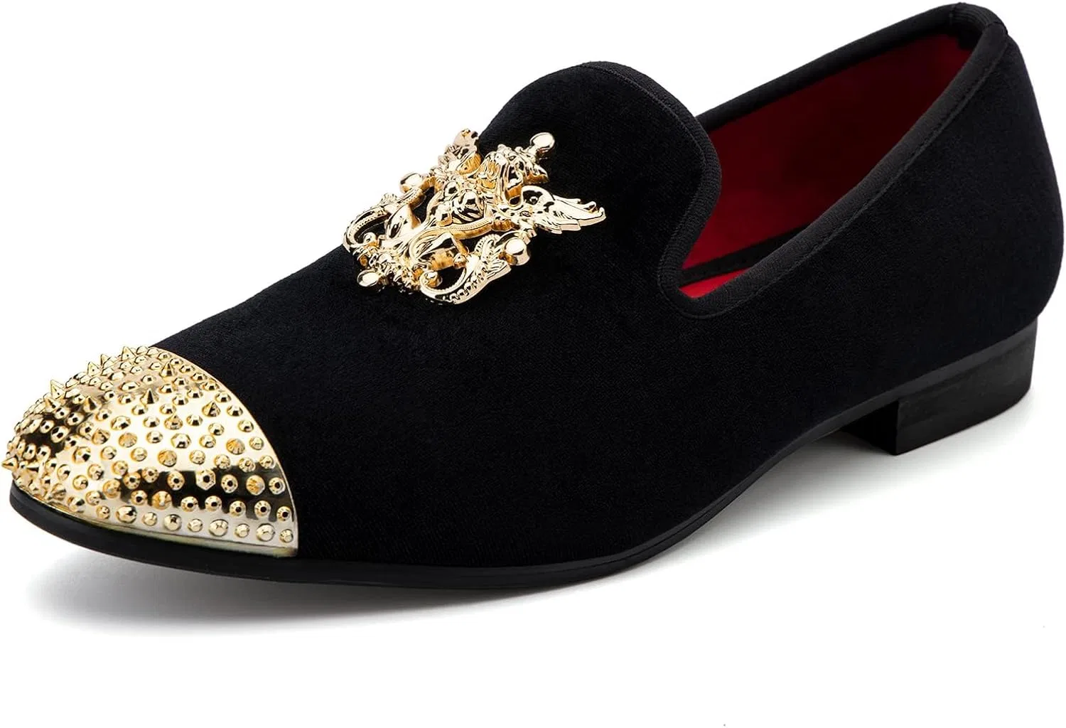 Лоферы мужские с металлическими украшениями Meijiana Velvet, Black-04