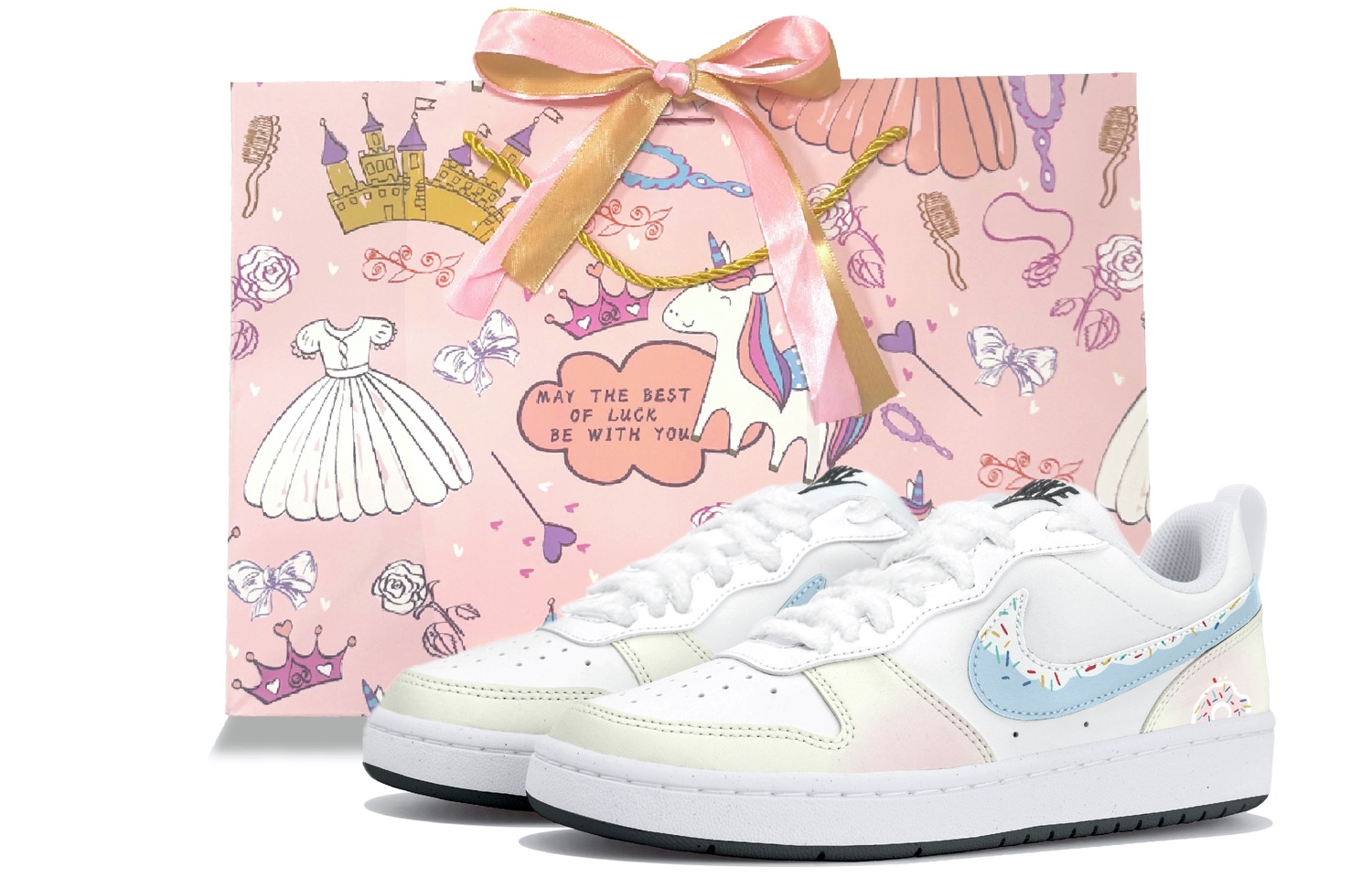 

Nike Court Borough Low top детские скейтбординг кроссовки White Blue для подростков