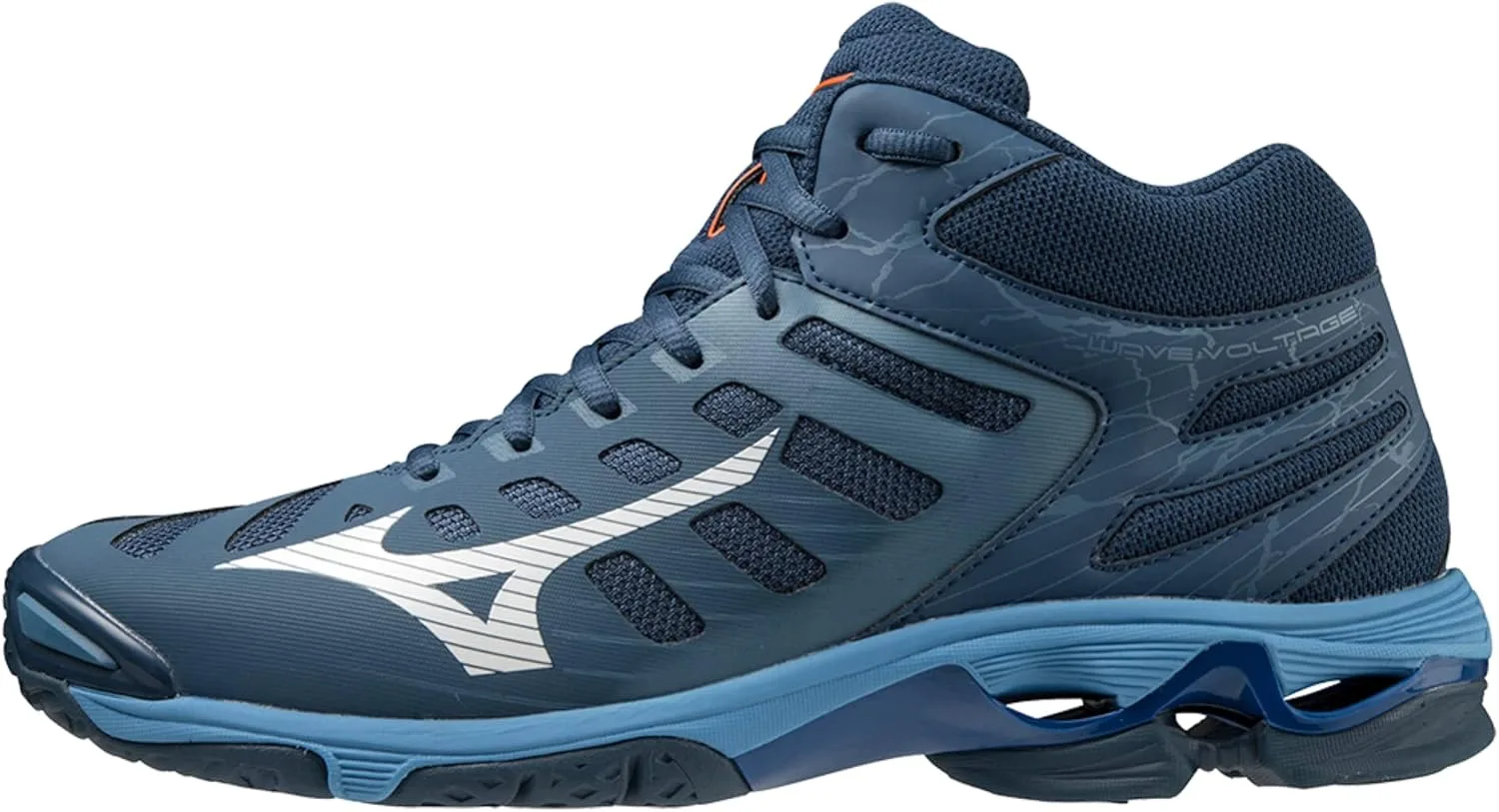 Мужские кроссовки Mizuno Wave Tension Mid Trainers, белый/темно-синий — фото 2