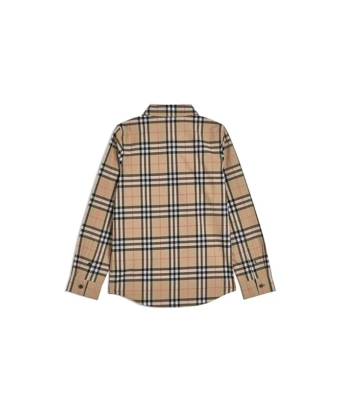 Рубашка с клетчатым принтом Owen Burberry Kids, Sand IP Check — фото 2