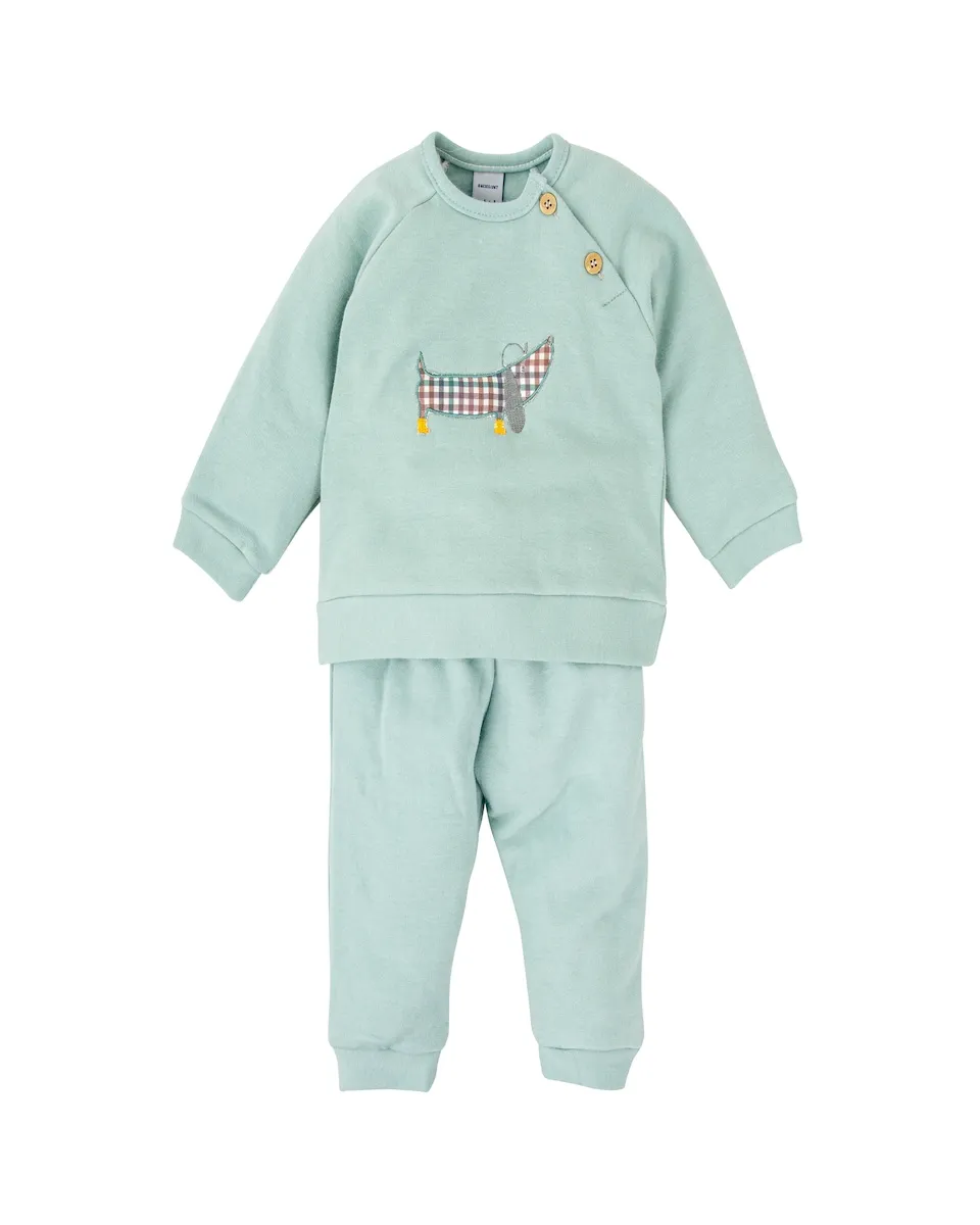 

Детский спортивный костюм с круглым вырезом свитера и подходящими брюками BABIDÚ, зеленый