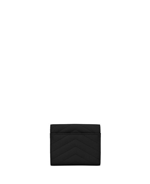 Клатч Cassandre с клапаном из кожи ягненка и блестящей кожи Saint Laurent, цвет Black — фото 3