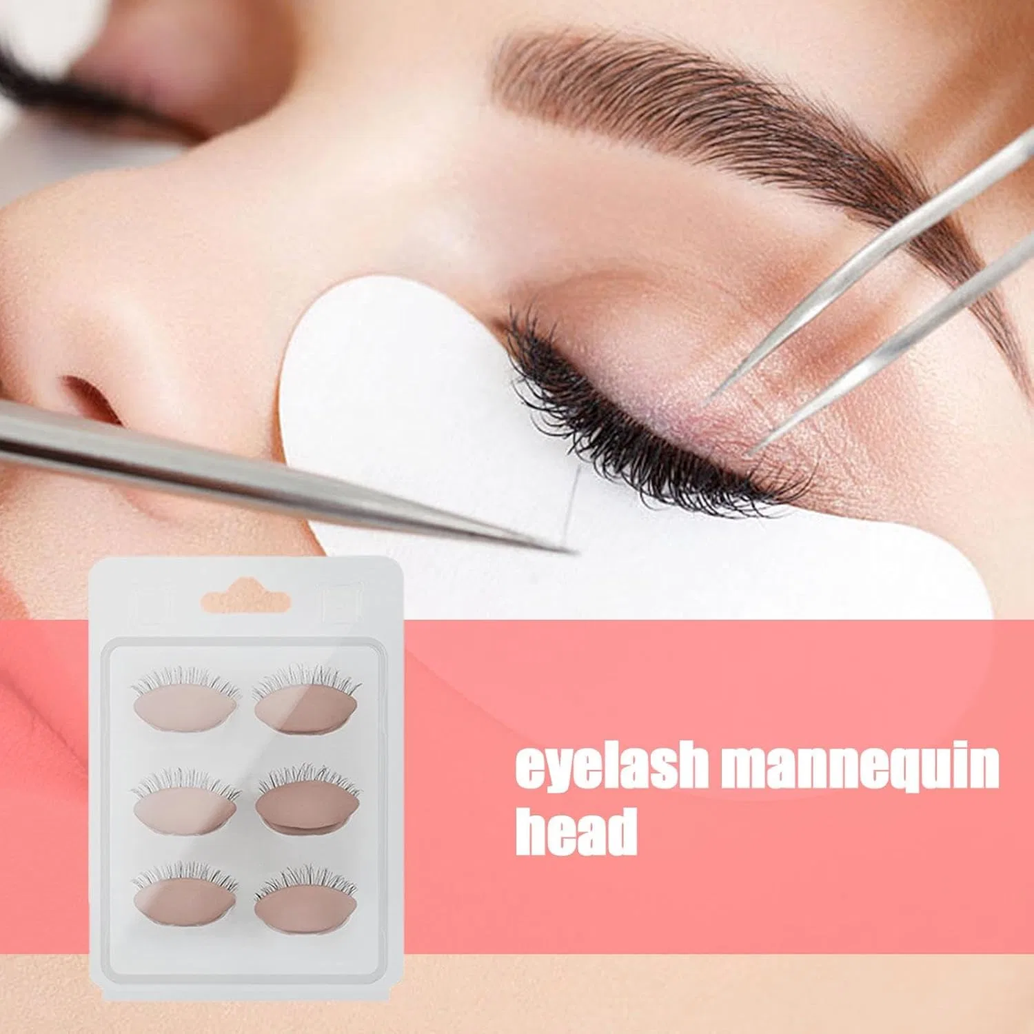 Набор для тренировки наращивания ресниц Silicone Realistic Mannequin Eyelids 3 пары, телесный Generic — фото 2