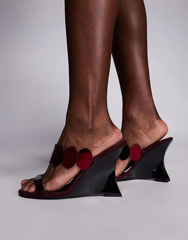 Туфли на высоком каблуке и танкетке ASOS DESIGN Nila с круглой отделкой бордового цвета — фото 4