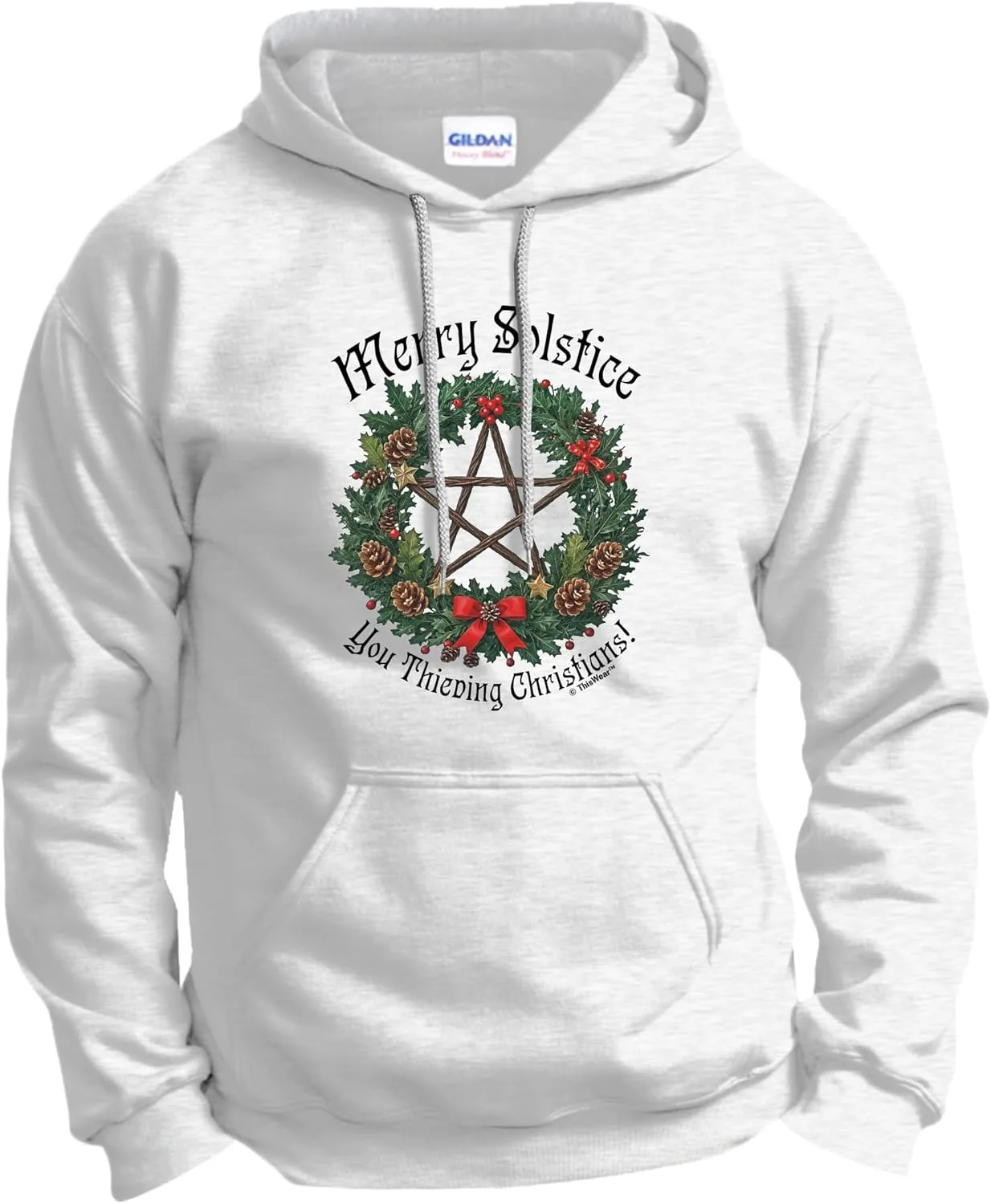 

Толстовка с капюшоном и передним карманом Merry Solstice you Thieving Christians ThisWear