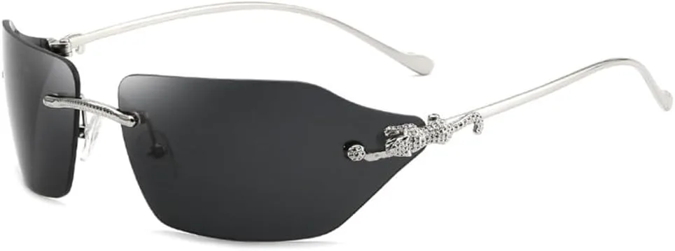 

Солнцезащитные очки без оправы, прямоугольные, маленькие, для мужчин и женщин, металлические, золотистые, многоугольные, синие, UV400, без оправы MTZJH, Gray