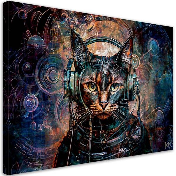 

Картина арт-принт KUNSTLOFT Cyber Cat DJ Vibes 2, синий