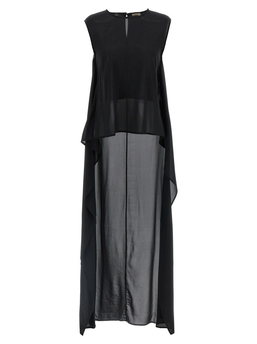 

Шелковый топ с эффектным шлейфом Di.La3 Pari', черный