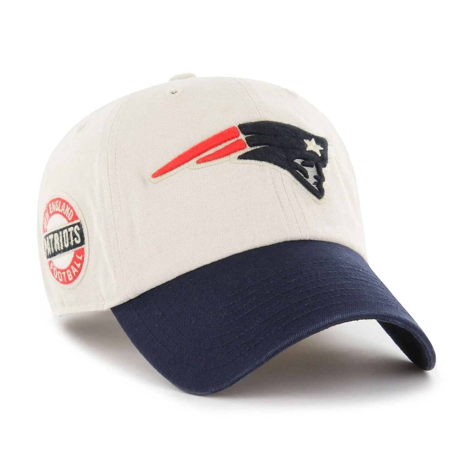 

Мужская регулируемая кепка кремового/темно-синего цвета '47 New England Patriots с боковым шагом и очисткой