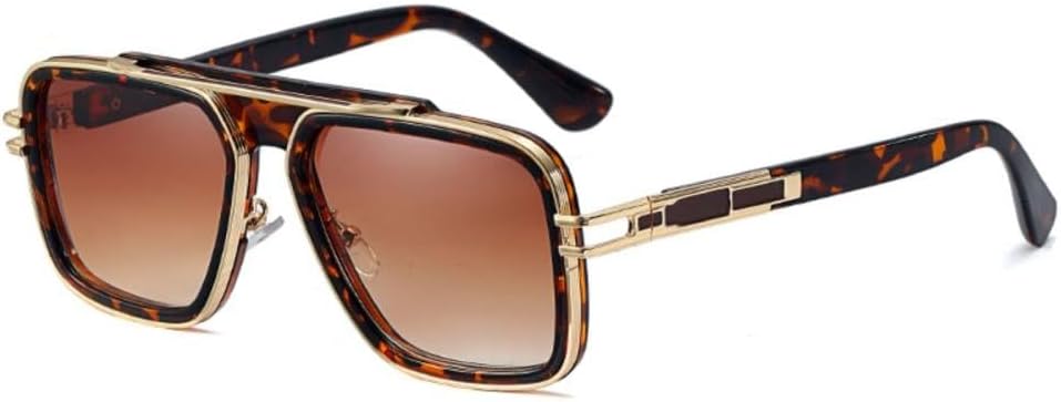 

Модные квадратные солнцезащитные очки для женщин, металлическая оправа, ретро-очки для мужчин, современные хип-хоп, унисекс, подарок, защита от ультрафиолета UV400 MUTYNE, Leo Brown