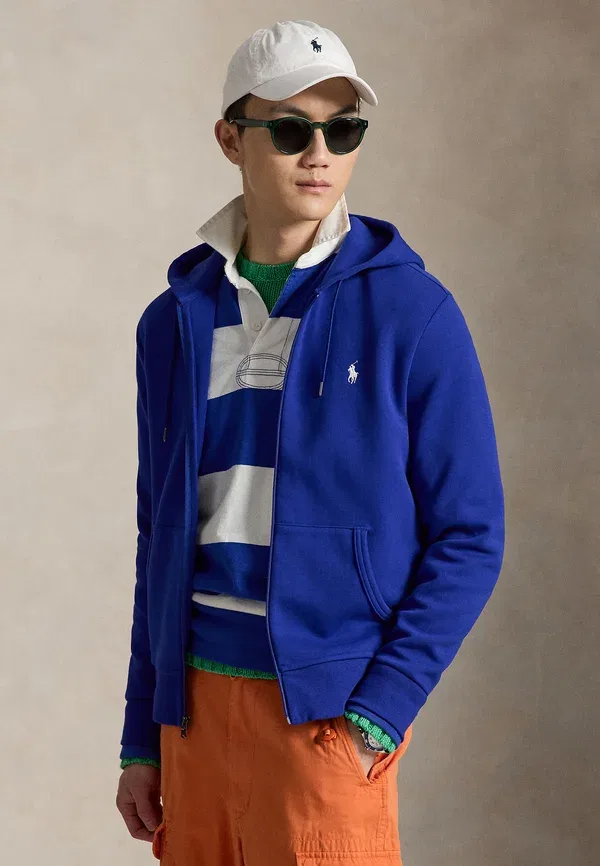 Толстовка с капюшоном на молнии Double Knit Full Zip, Polo Ralph Lauren, классический лазурный