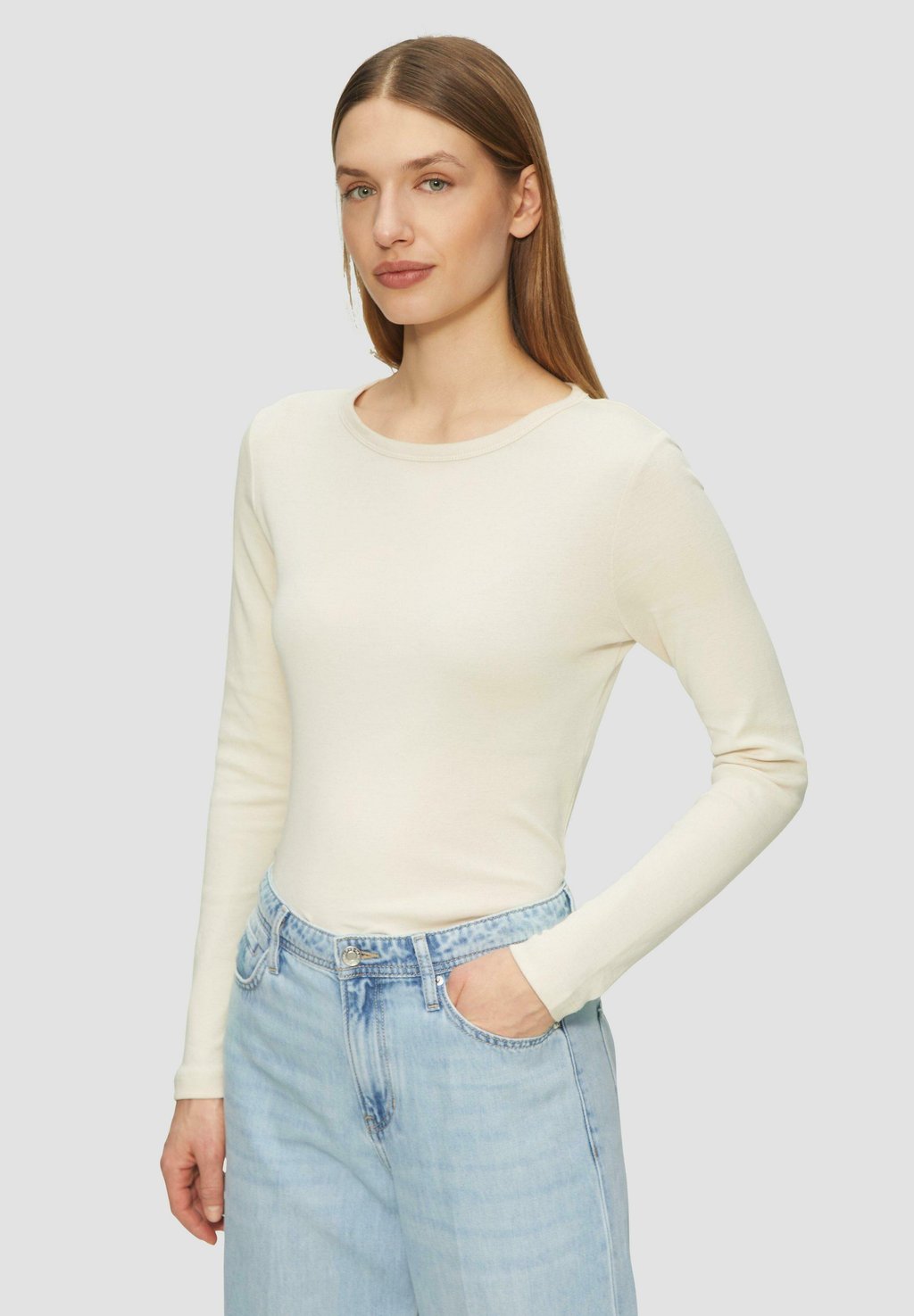 

Топ с длинными рукавами MET SLIM FIT s.Oliver, бежевый
