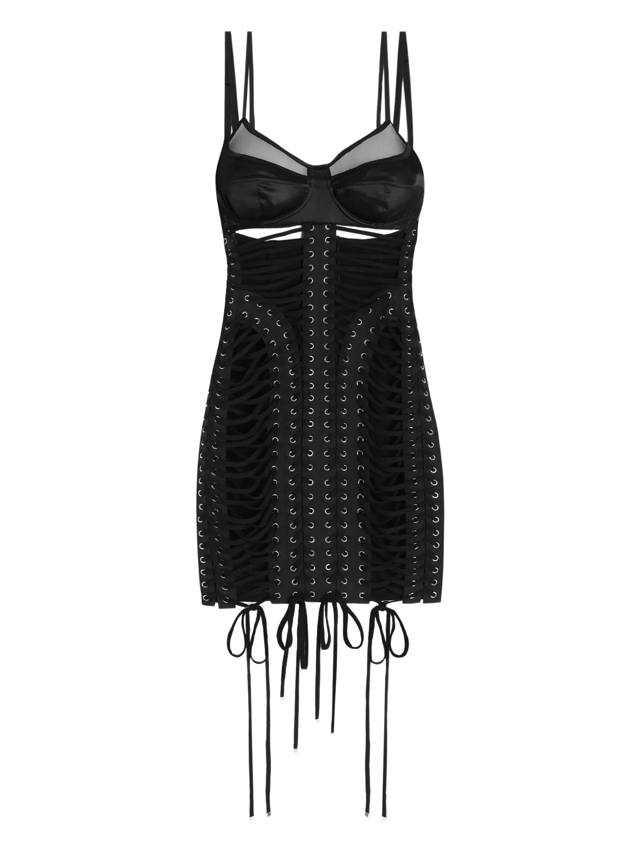 

Атласное платье мини со шнуровкой Dolce & Gabbana, черный