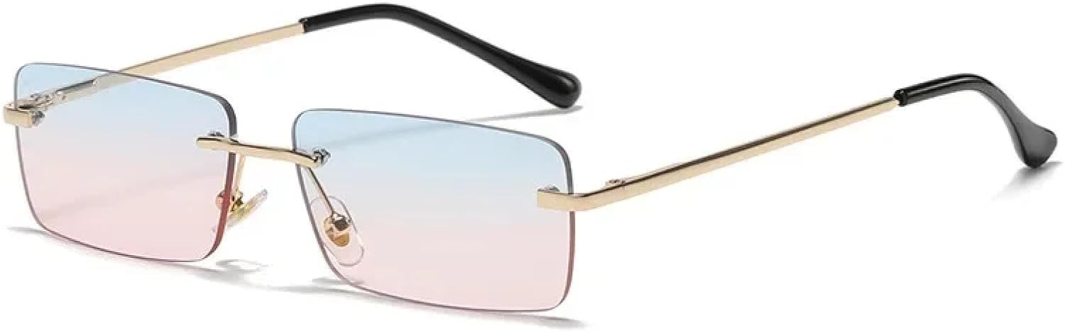 

Солнцезащитные очки с защитой от УФ-излучения UV400 | Компактные, без оправы, металлические | Для женщин и мужчин, для занятий спортом на открытом воздухе и вождения DSVIGF, Blue Pink