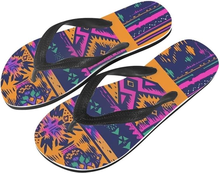 

Женские сандалии-вьетнамки племени ацтеков Semiouray, классические мужские вьетнамки с тремя полосками в стиле тай-дай с божьей коровкой, мягкие и удобные для ванной, унисекс, Tribal Stripe Geometry